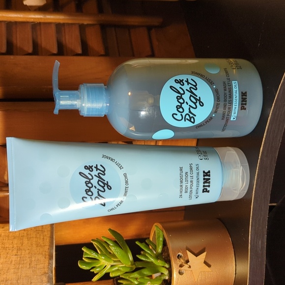 VS Pink Cool & Bright Body Wash Lotion Pear Orchid Orange Lot of 2 NEW NWT Nice - Picture 1 of 11
